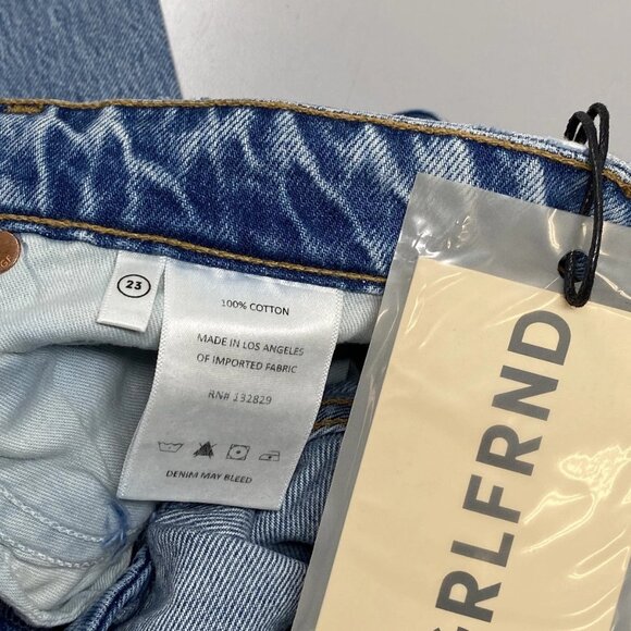 GRLFRND Women's Karolina High Rise Straight Crop Jeans Blue Size 23 Fray Hem - Picture 5 of 10